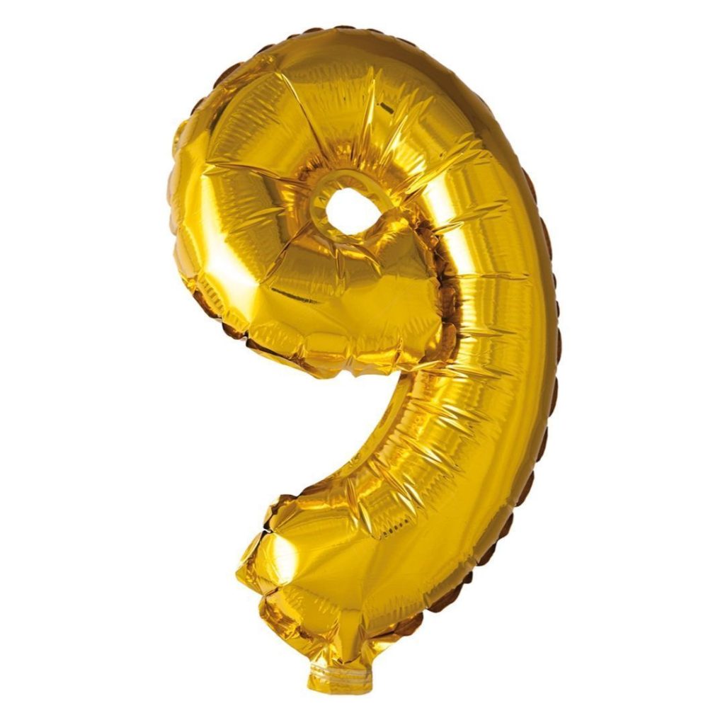 Foil balloon number 9 gold 41 cm (6)