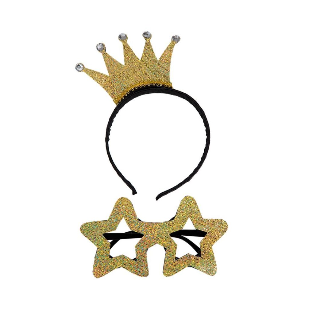 Headband crown and glasses gold