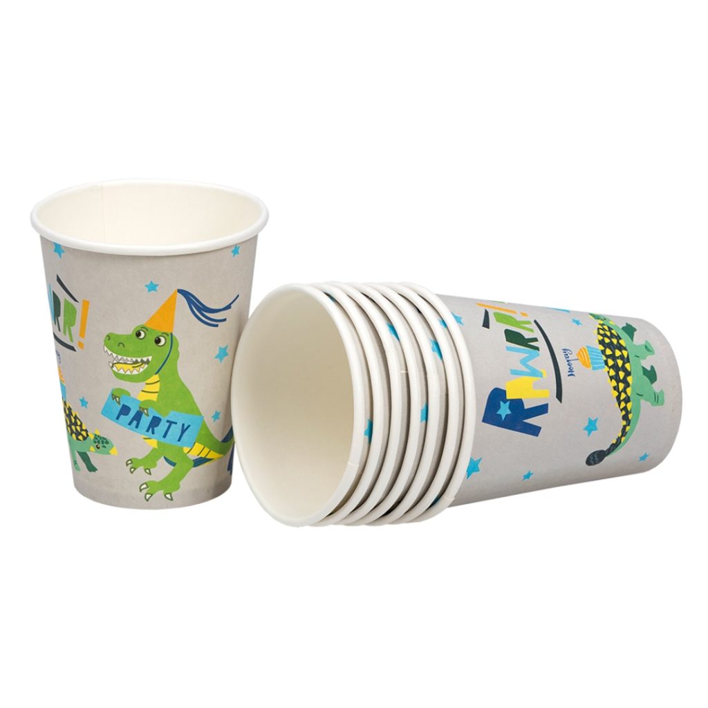 Papir kopp dinosaur 8-p