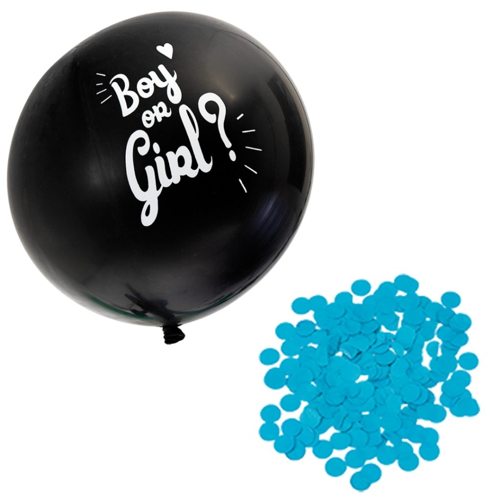 Ballong 24 boy or girl blue confetti