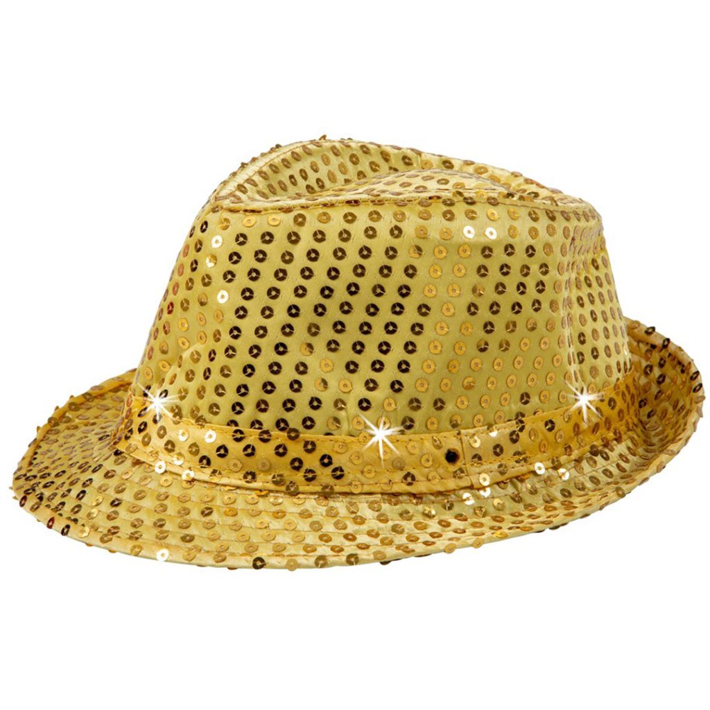 Hatt w.lights sequin fedora gold