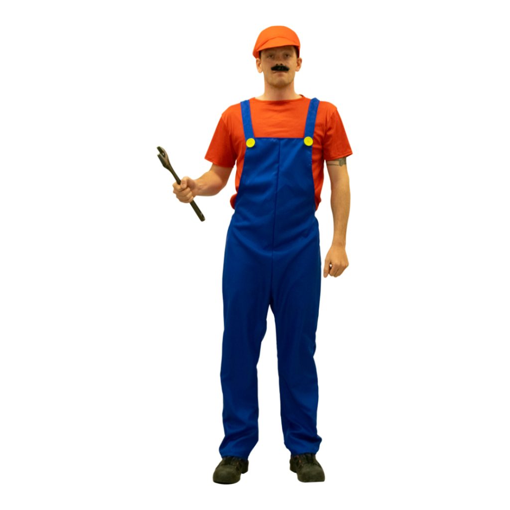 Drakt red boy plumber adult m