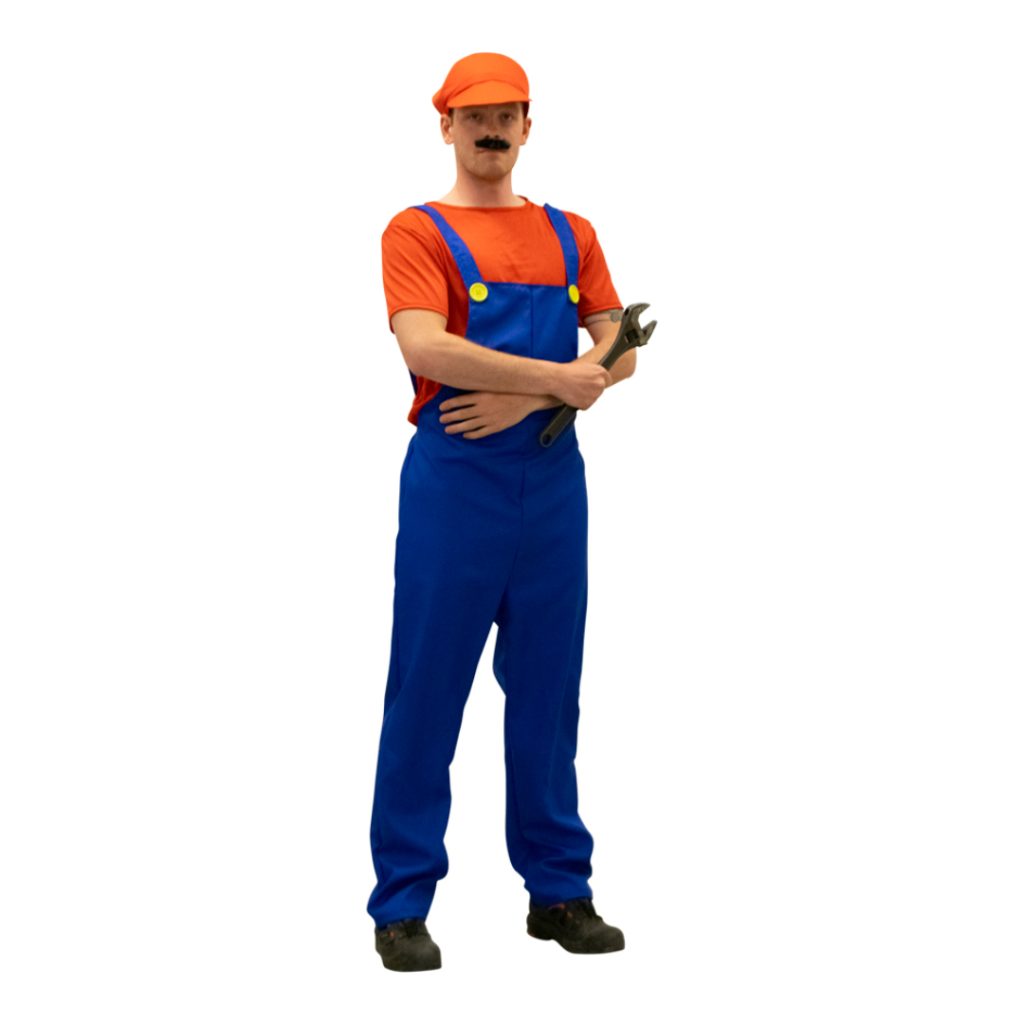 Drakt red boy plumber adult l