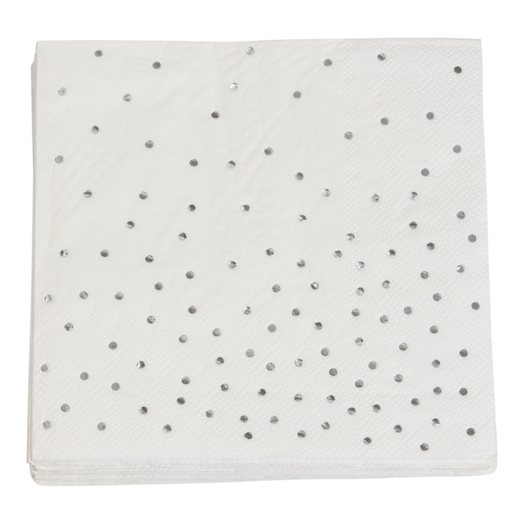 Papir serviett 33 x 33 cm dots silver 16