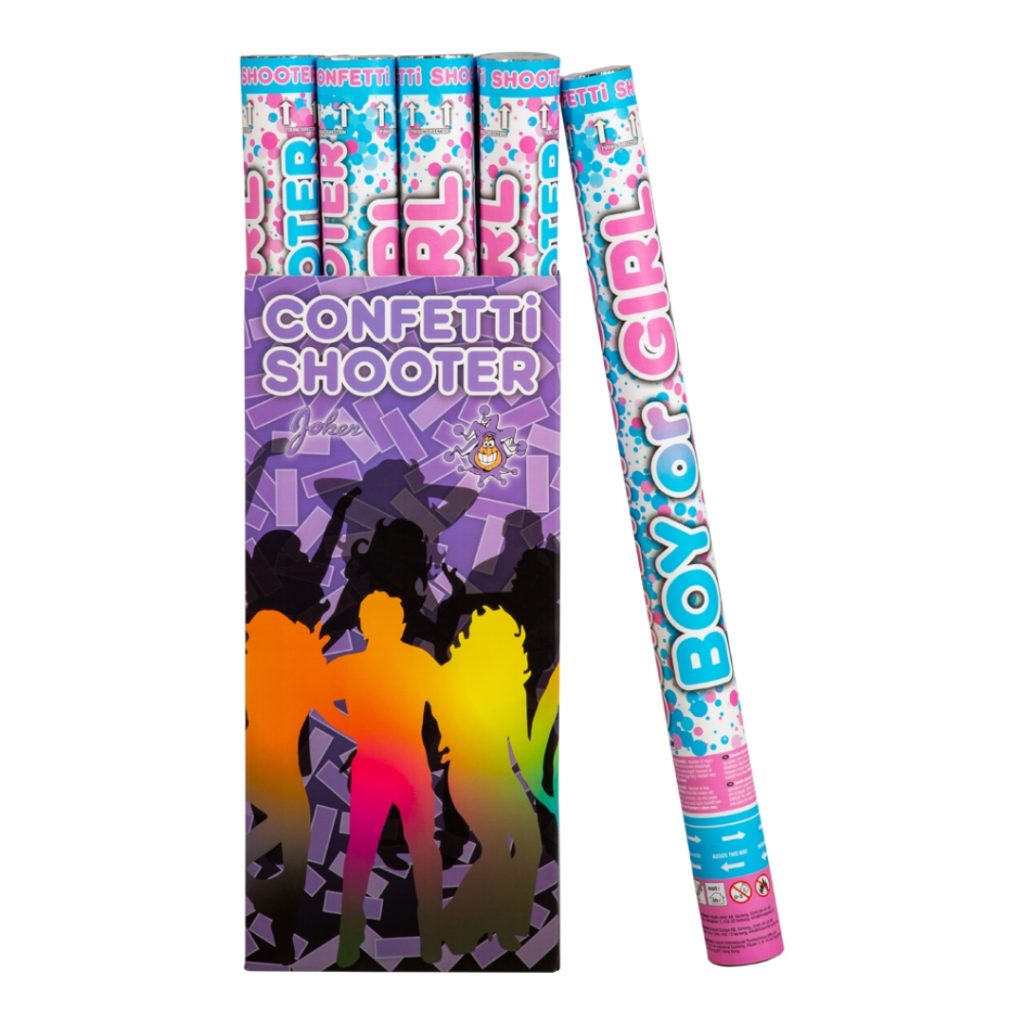 Confetti shooter boy/girl pink 60 cm