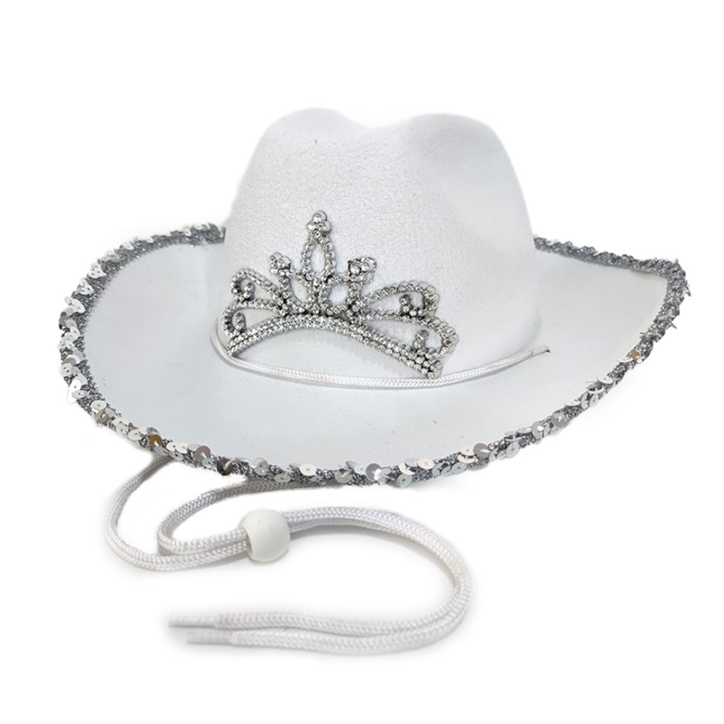 Cowboy hat white w glitter