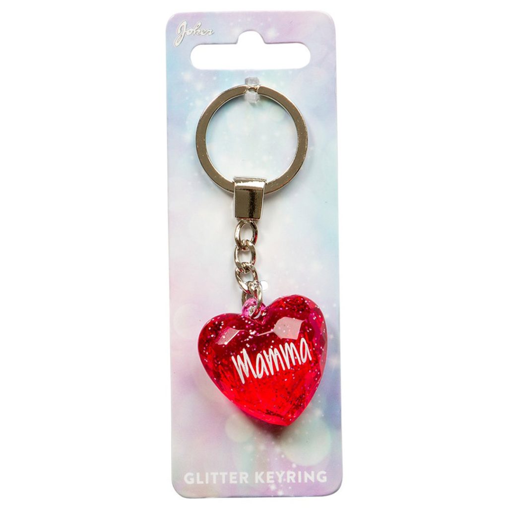 Nøkkelring glitter heart mamma