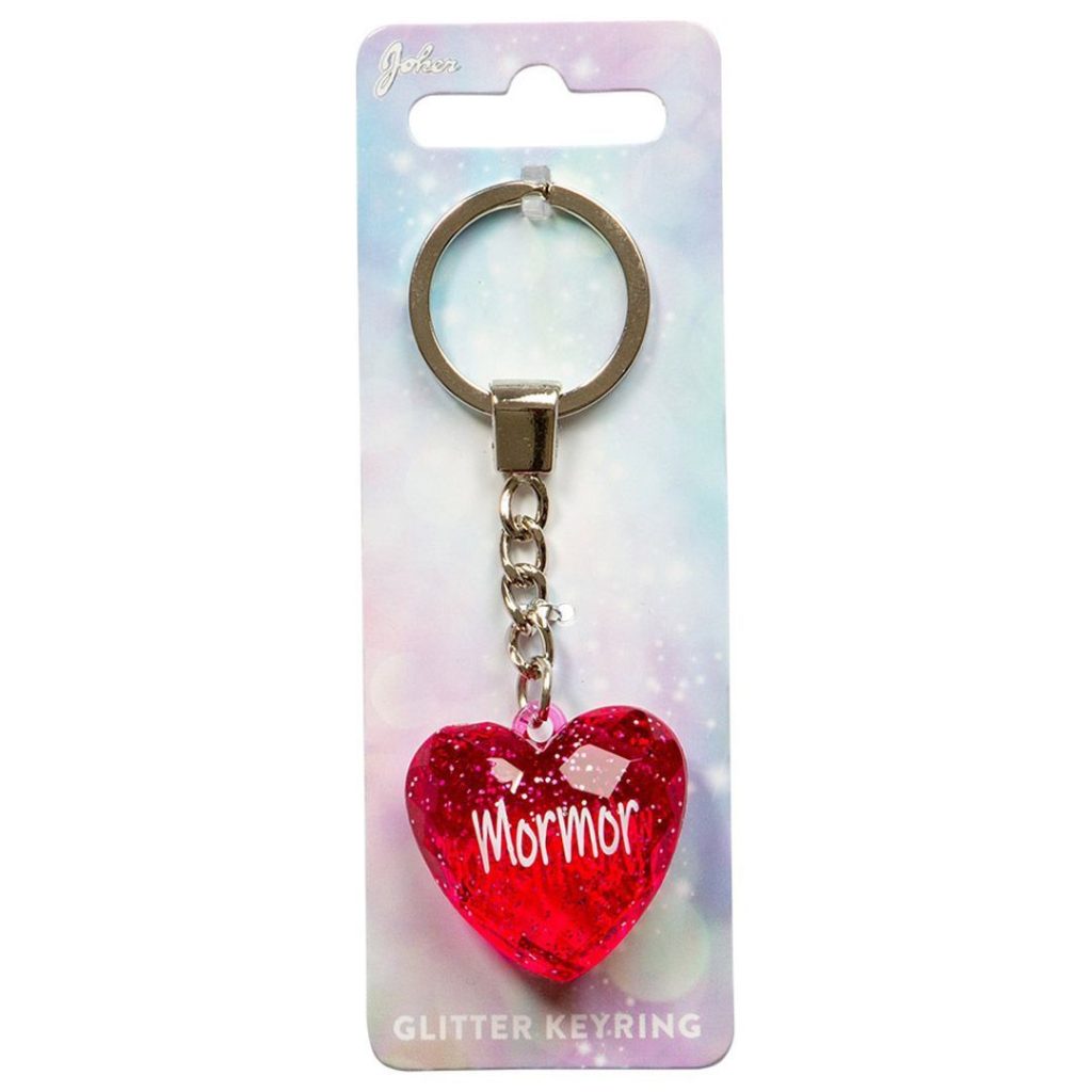 Nøkkelring glitter heart mormor