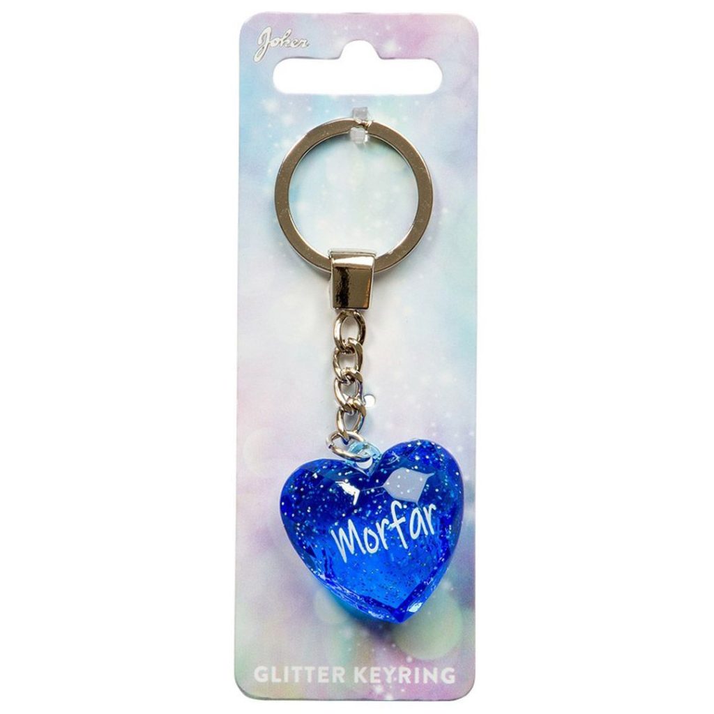 Nøkkelring glitter heart morfar