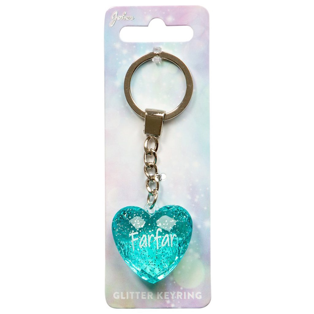 Nøkkelring glitter heart farfar