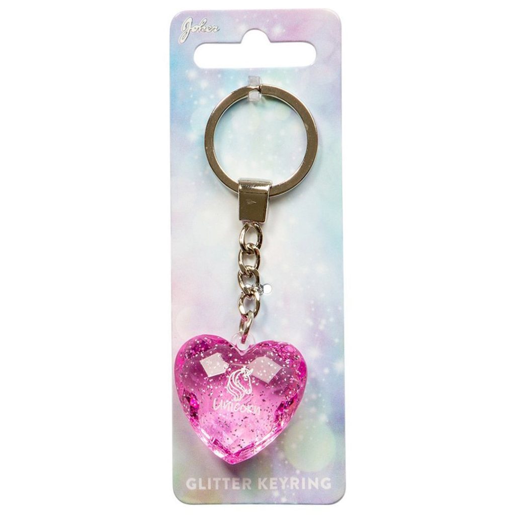 Nøkkelring glitter heart symbol unicorn