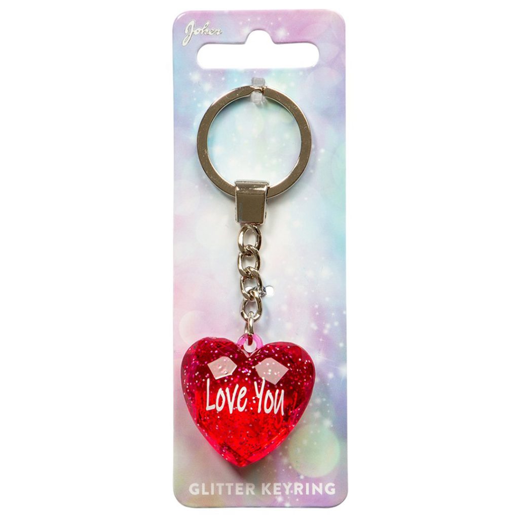Nøkkelring glitter heart love you