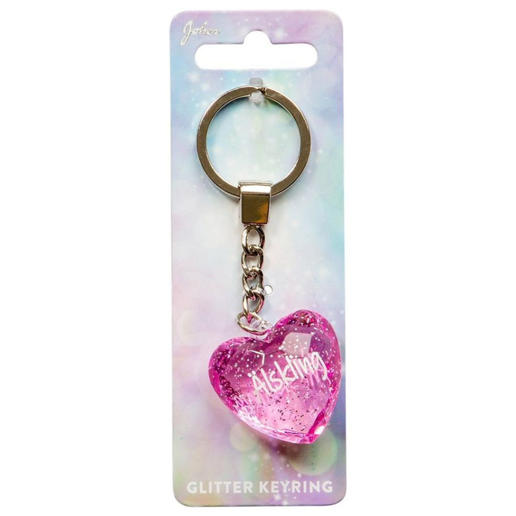 Nøkkelring glitter heart elskling