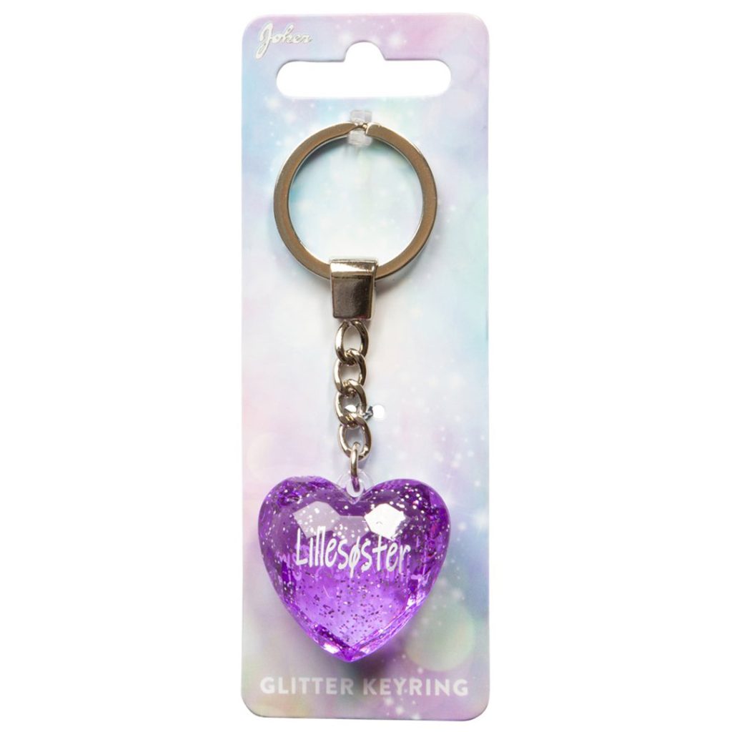 Nøkkelring glitter heart lillesøster
