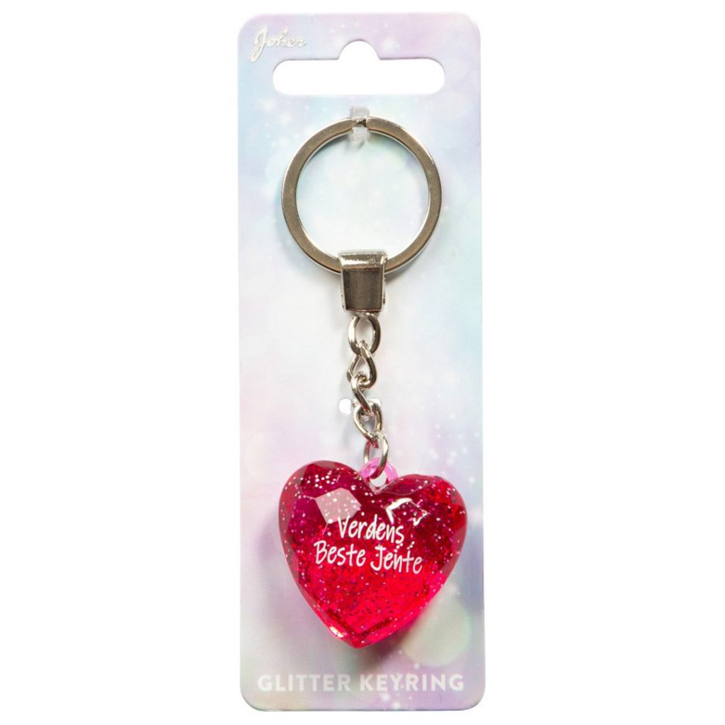 Nøkkelring glitter heart verdens beste