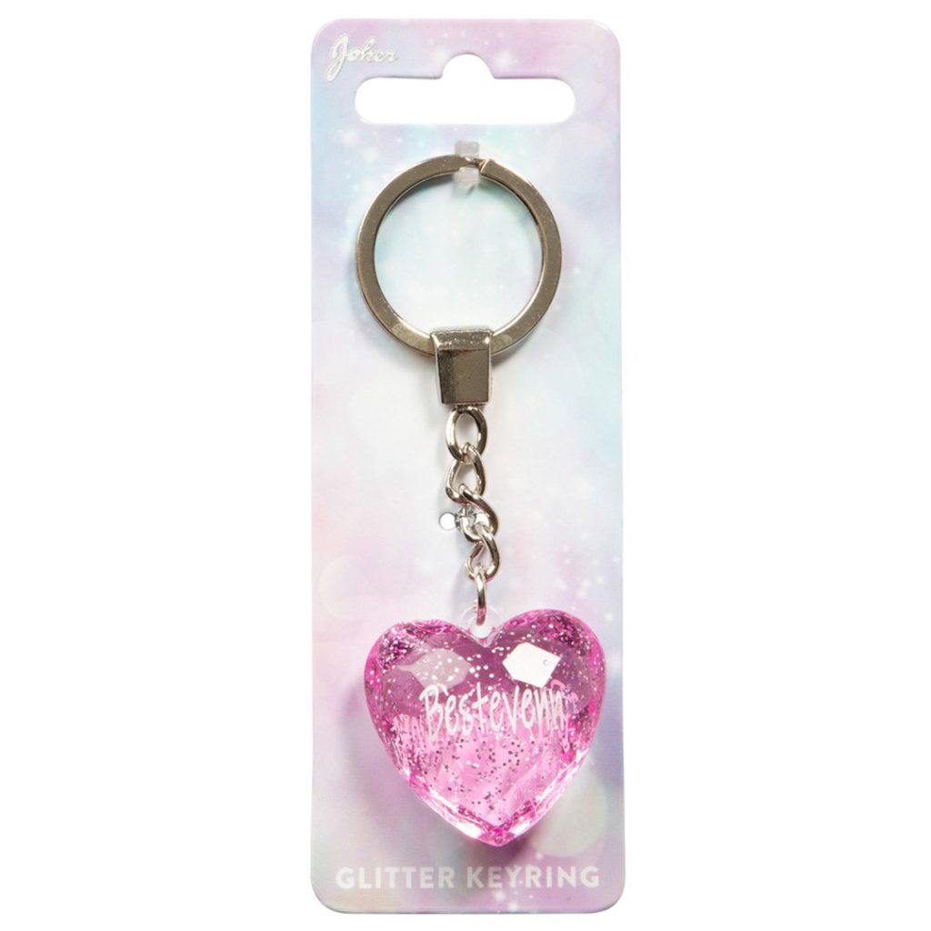 Nøkkelring glitter heart bestevenn