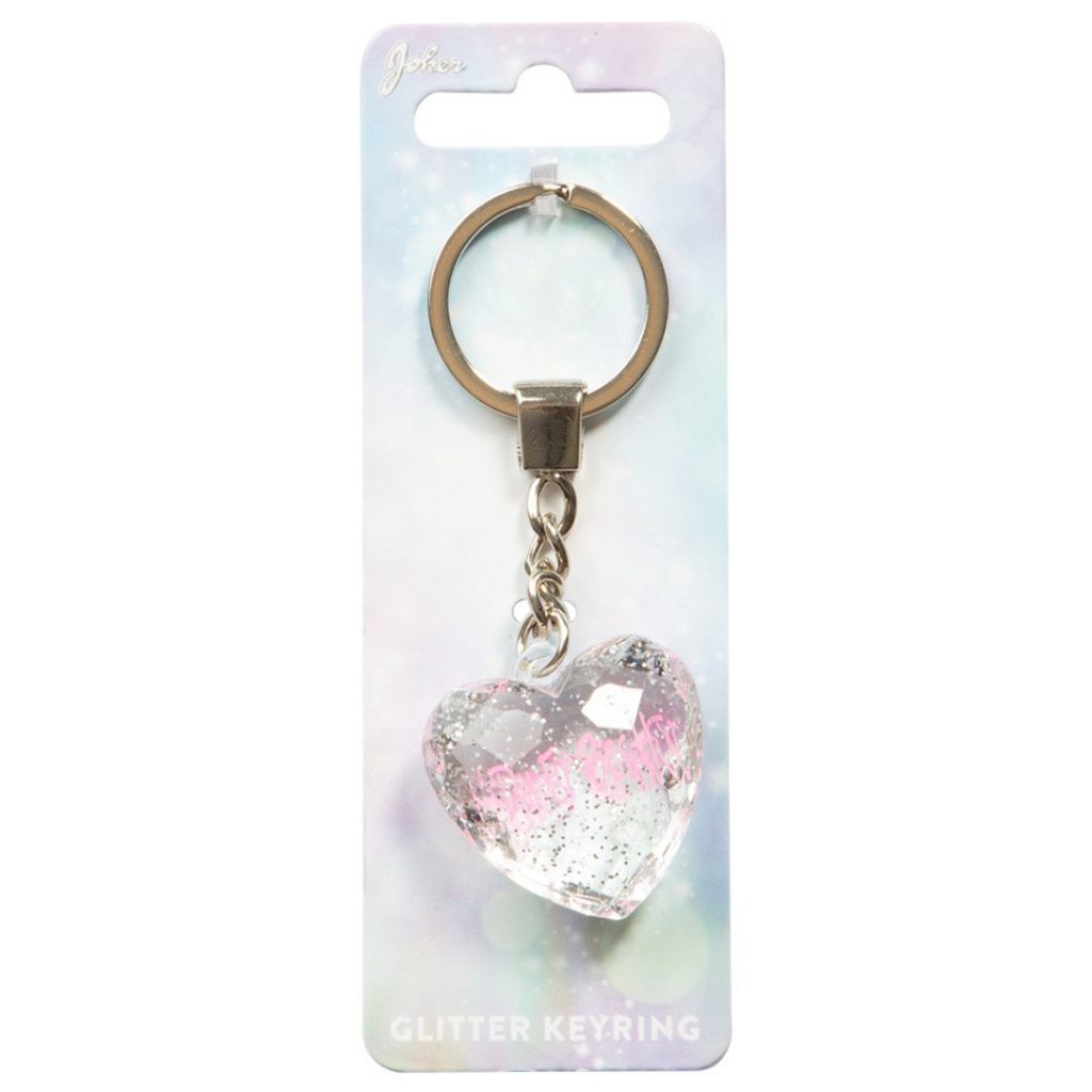 Nøkkelring glitter heart du er best