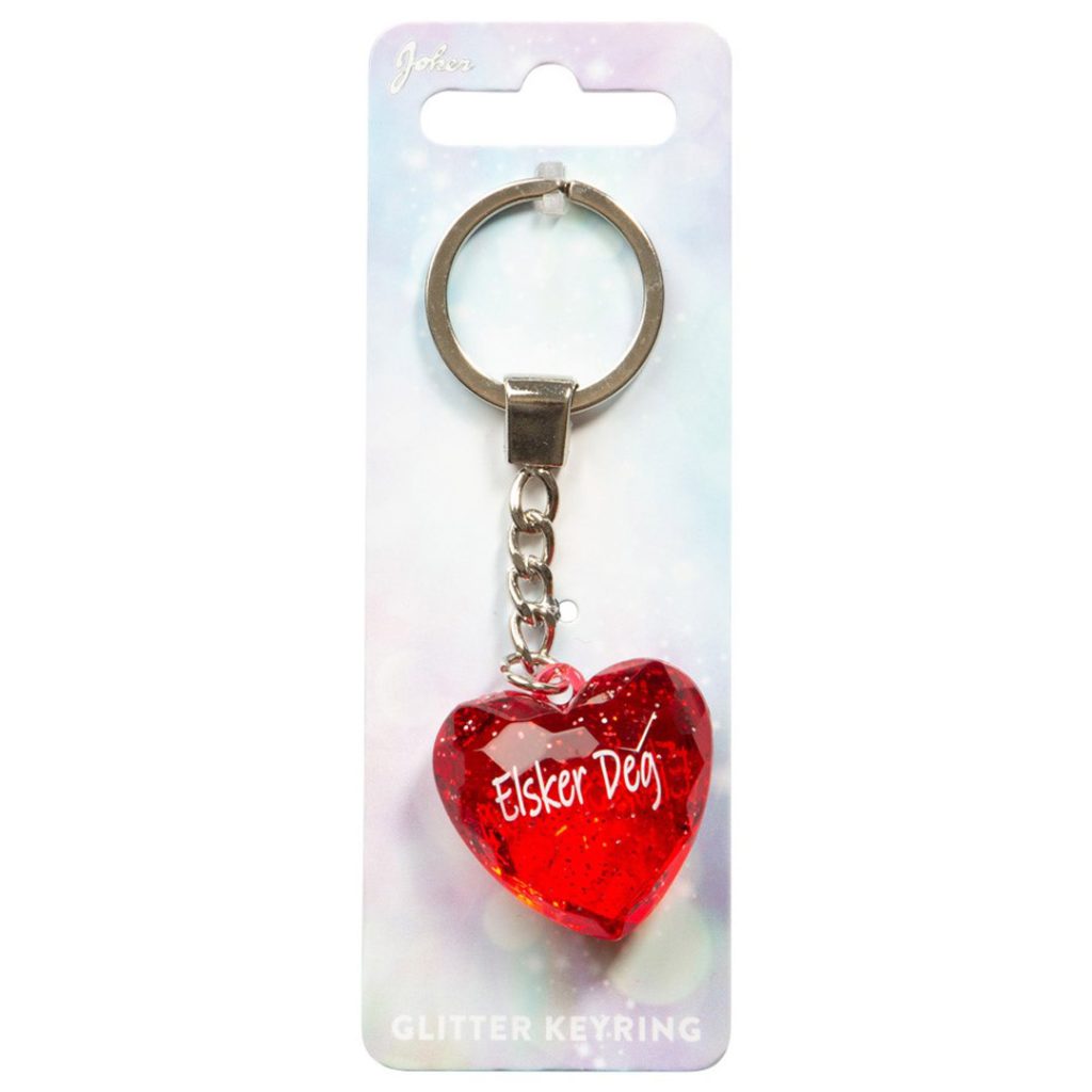 Nøkkelring glitter heart elsker deg