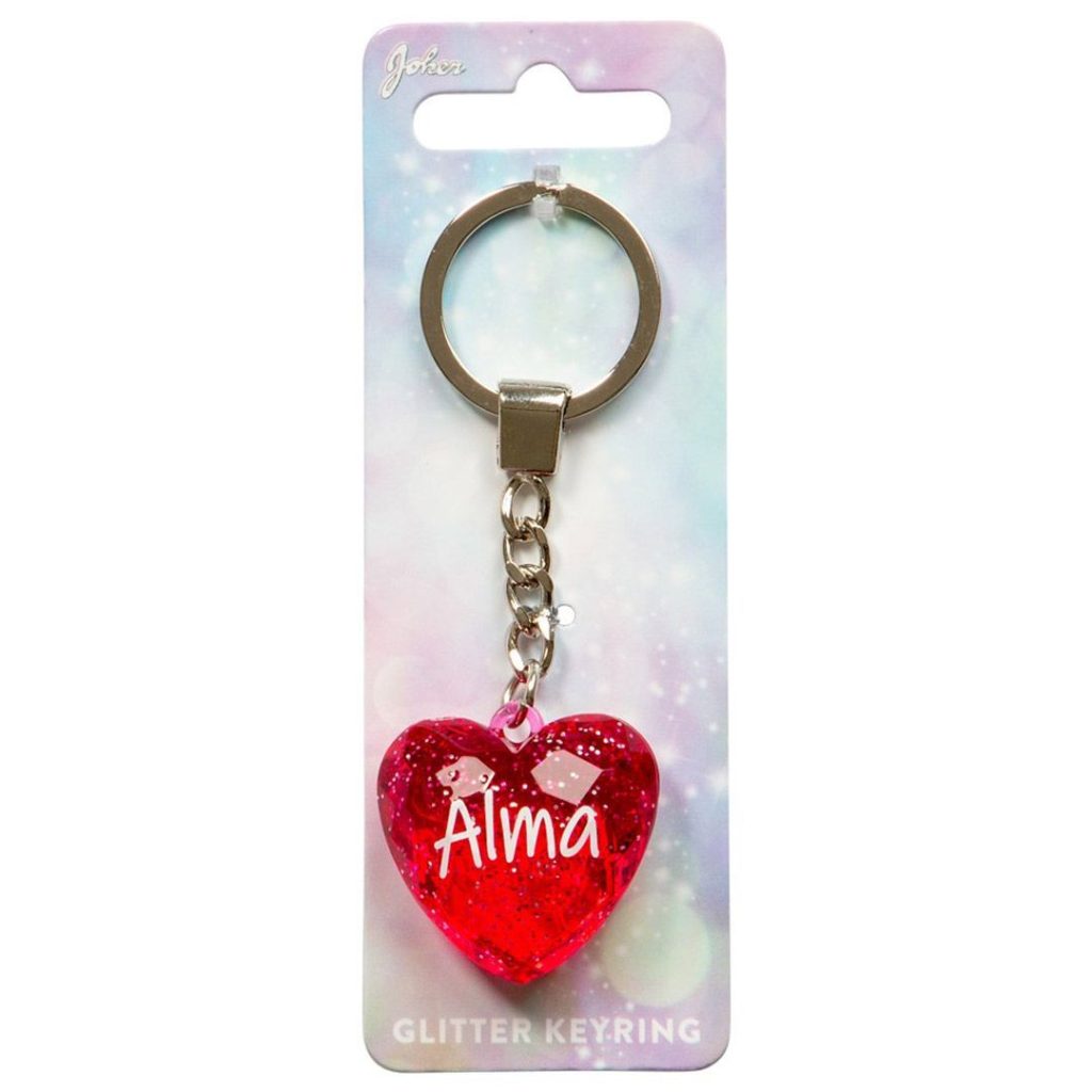 Nøkkelring glitter heart alma
