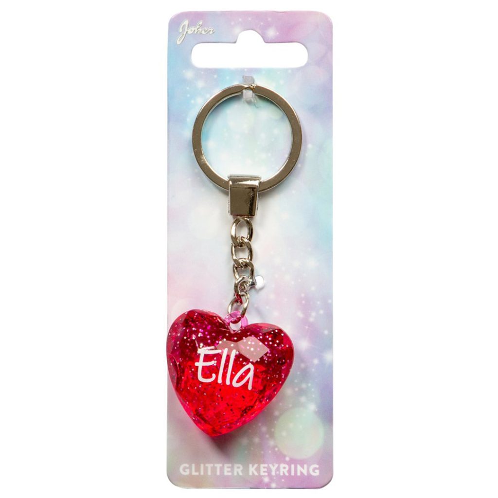 Nøkkelring glitter heart ella
