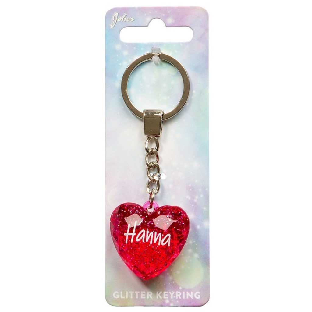 Nøkkelring glitter heart hanna