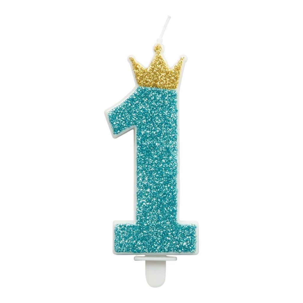 Birthday candle blue 1 crown