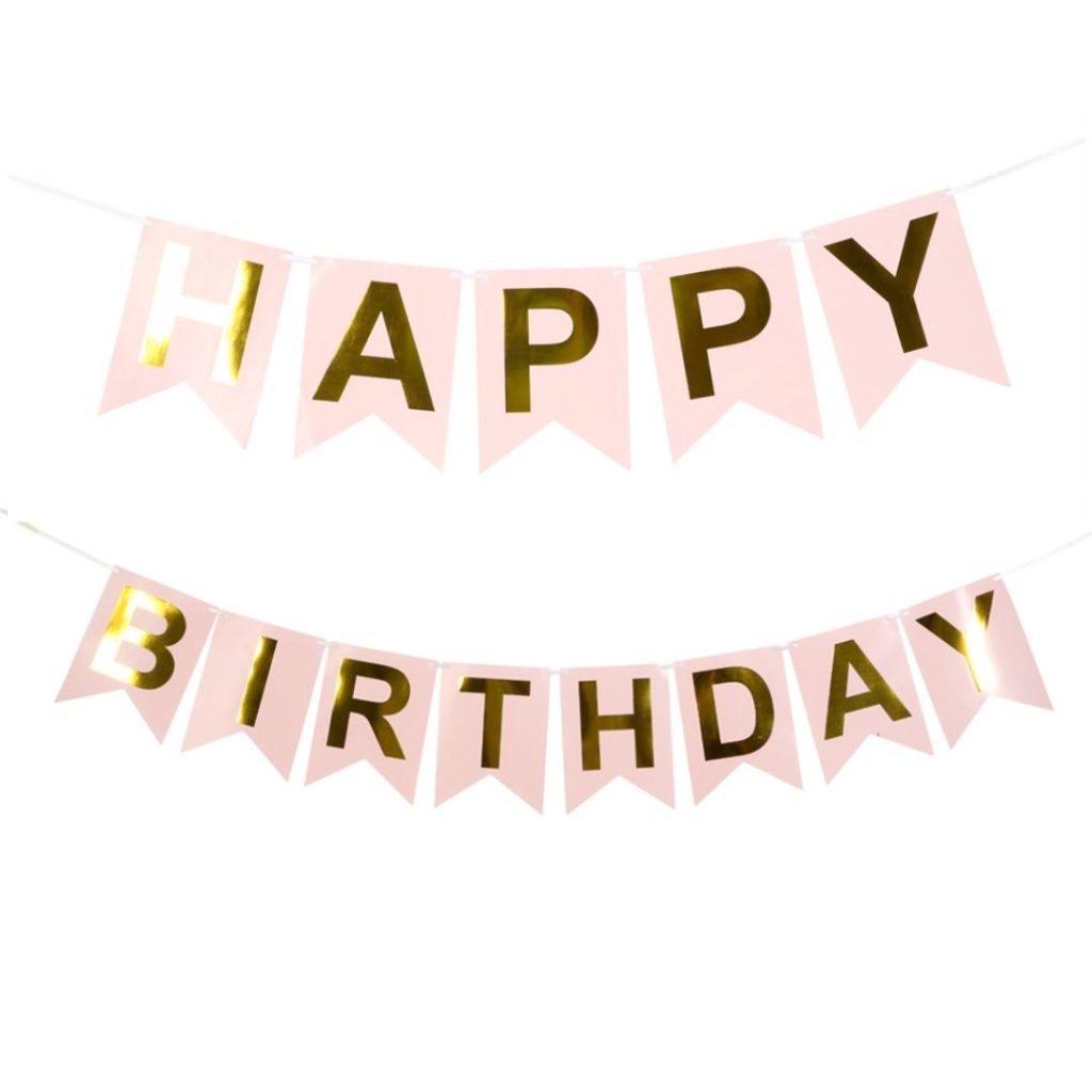 Flagg banner happy birthday pink