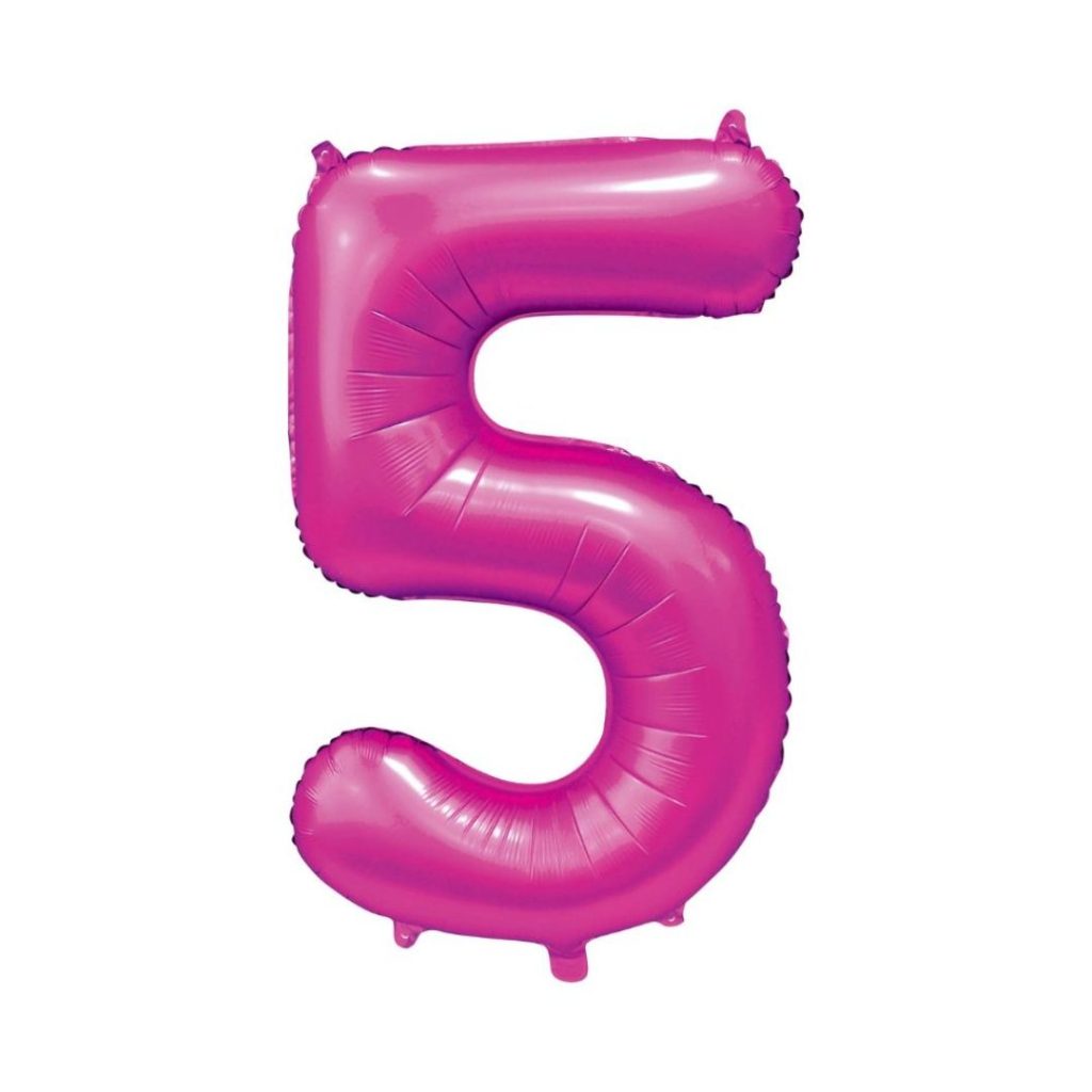 Folie ballong number 5 pink 86 cm