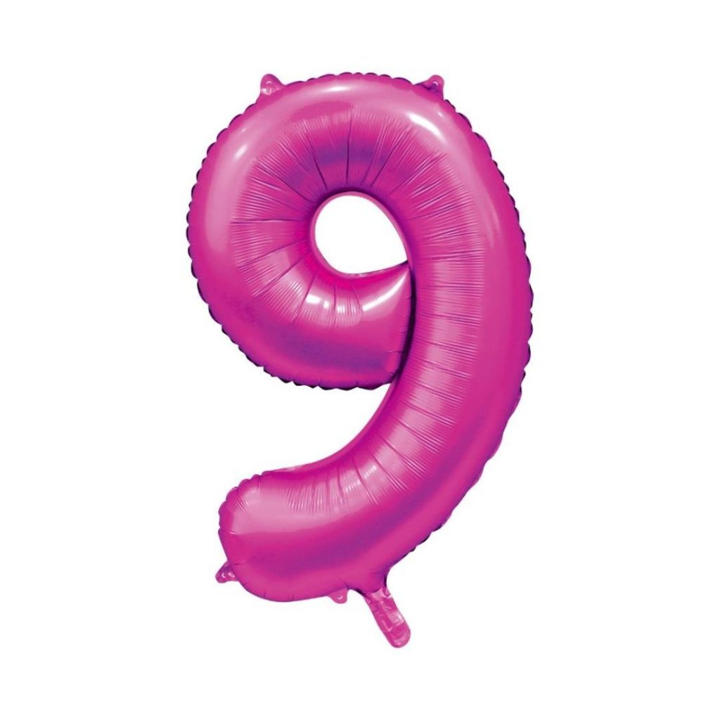 Folie ballong number 9 pink 86 cm