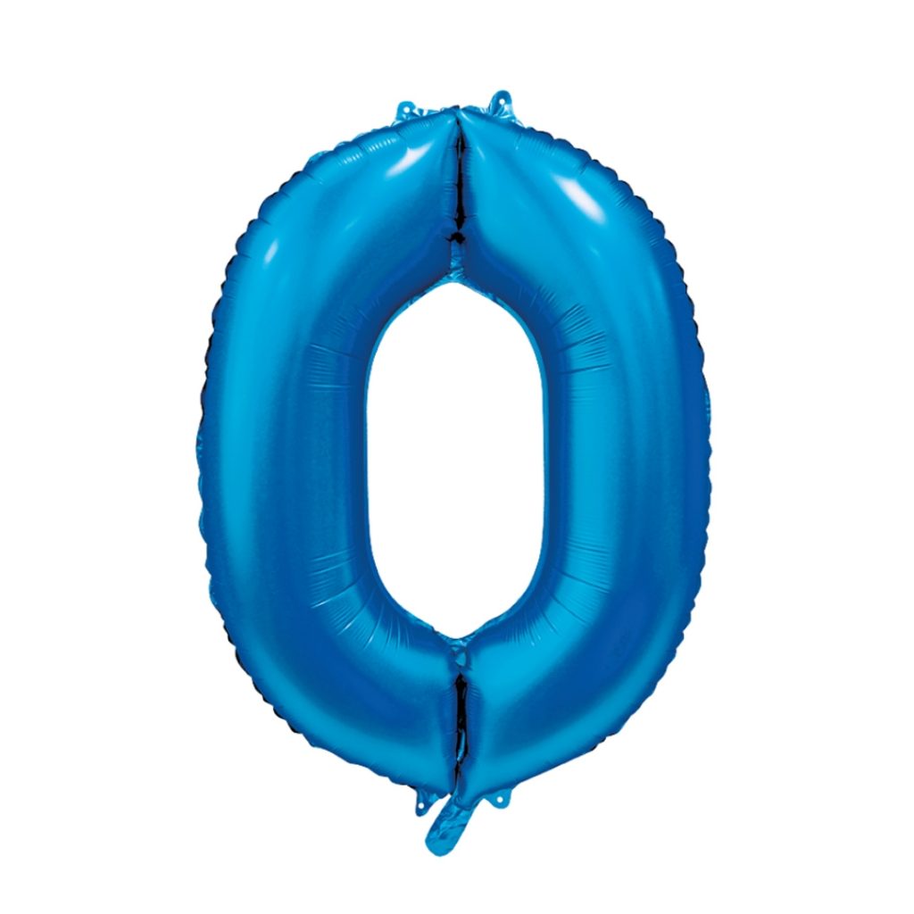 Folie ballong number 0 blue 86 cm