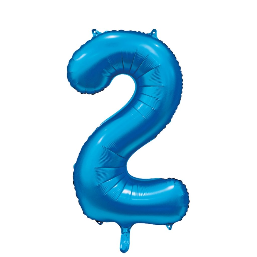 Folie ballong number 2 blue 86 cm