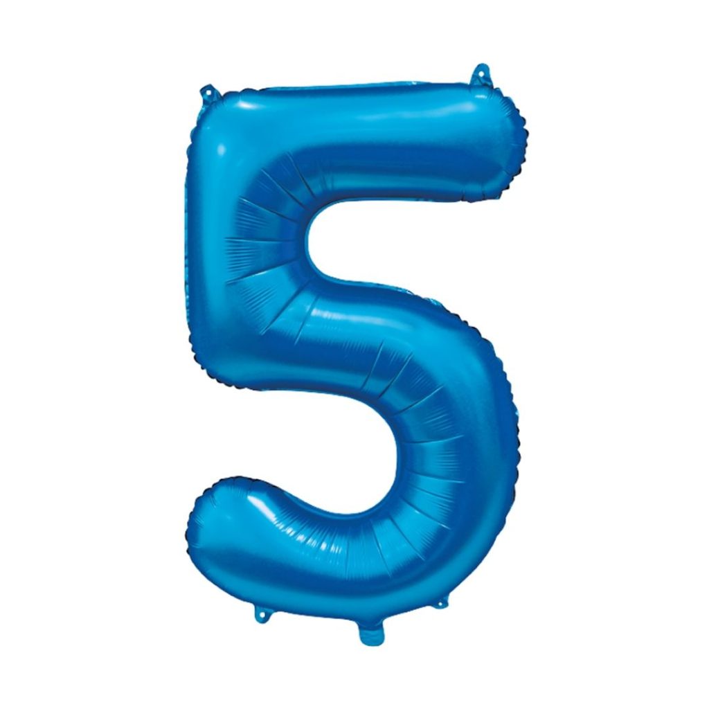 Folie ballong number 5 blue 86 cm