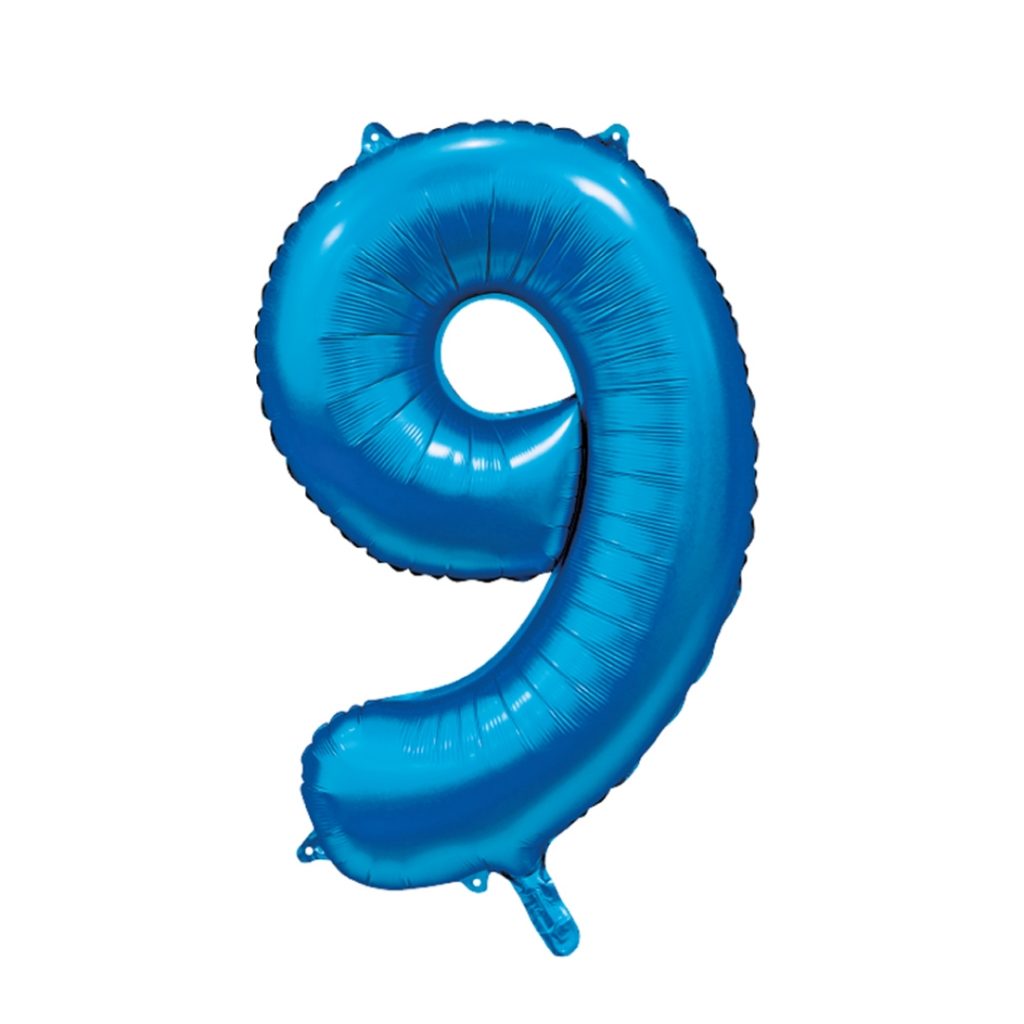 Folie ballong number 9 blue 86 cm
