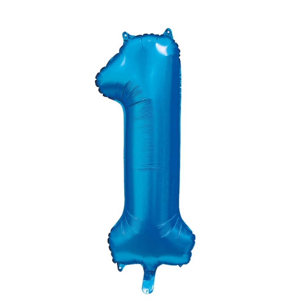 Folieballong nummer 1 blå 86 cm