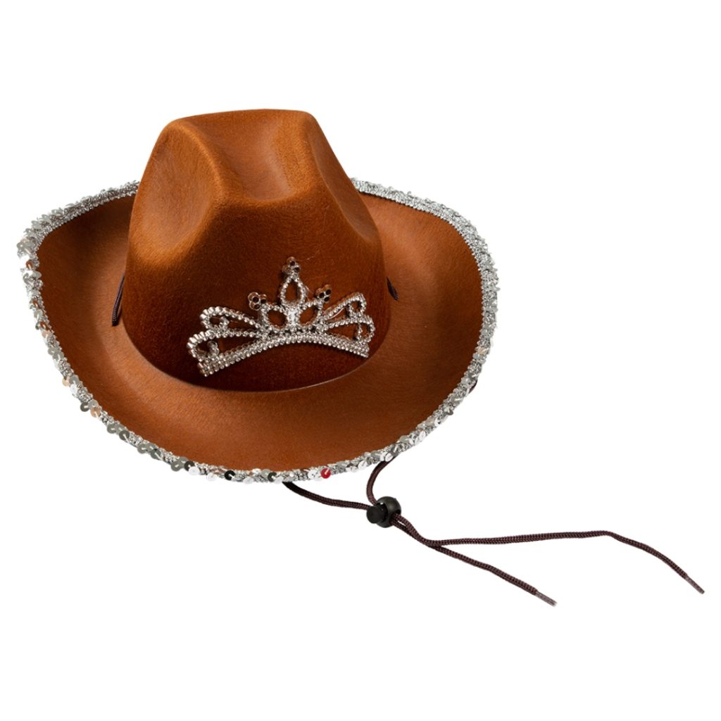 Cowboy hatt brown w glitter