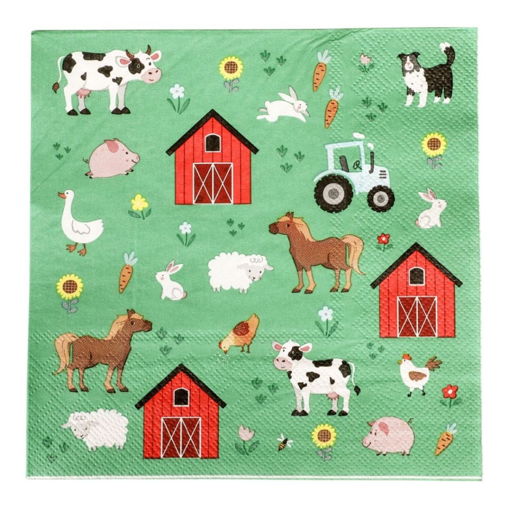 Papirservietter søt gård 33x33 cm 16-p