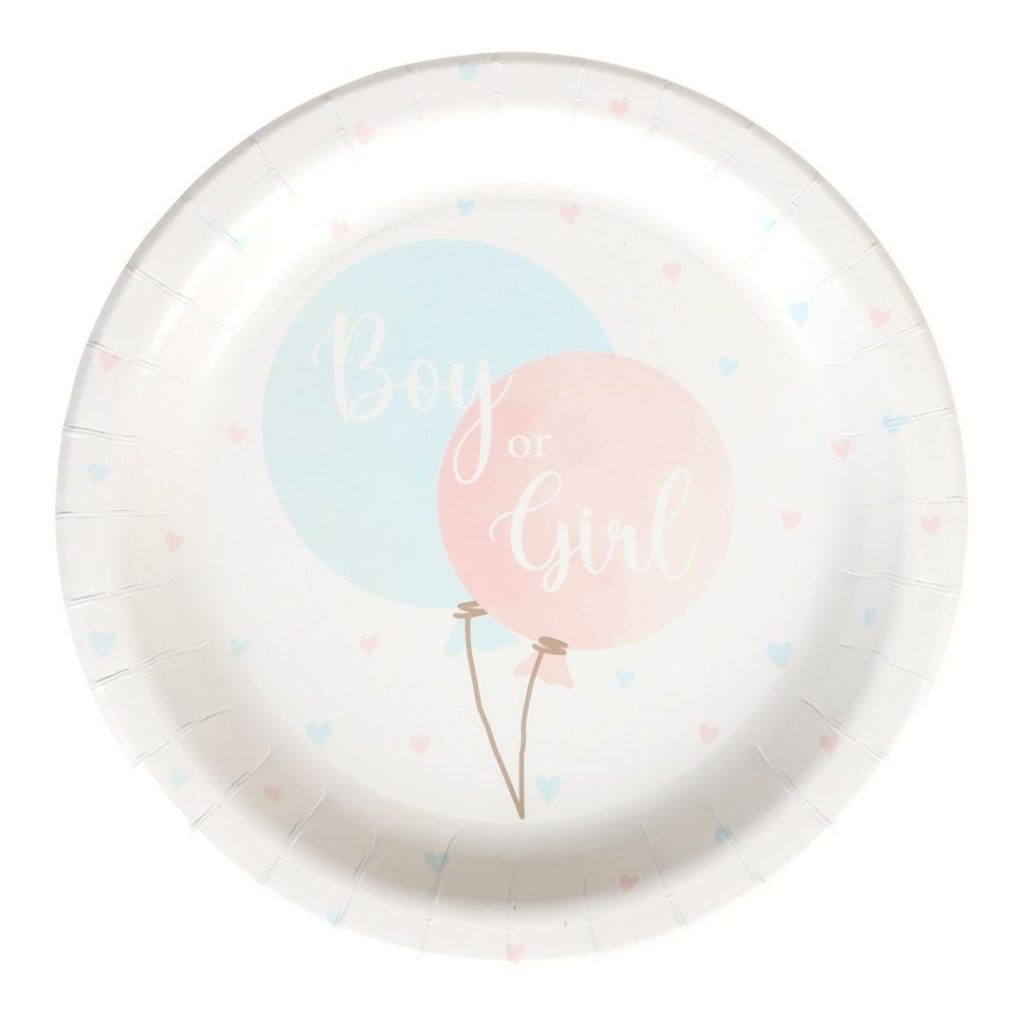 Papirplate kjønn avsløre 23 cm 8-p