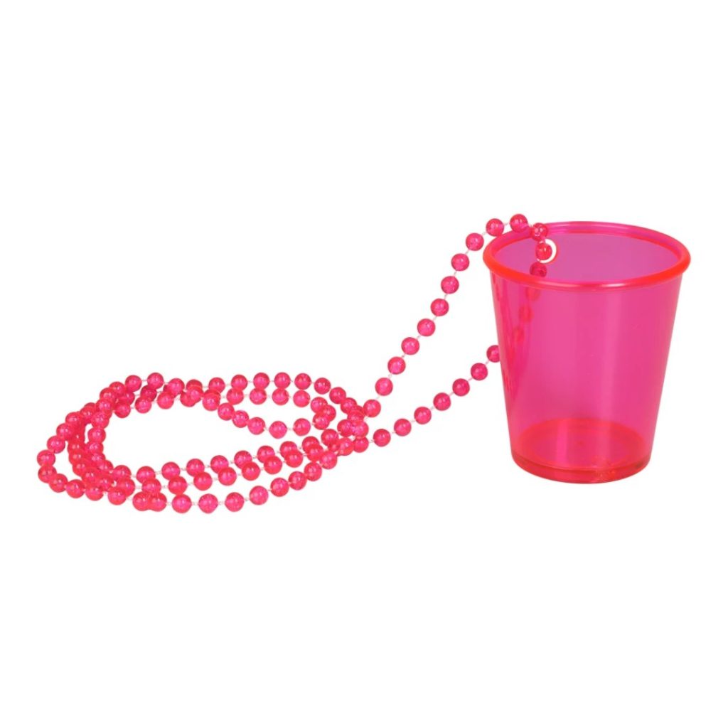 Kjede med shot glass neon pink