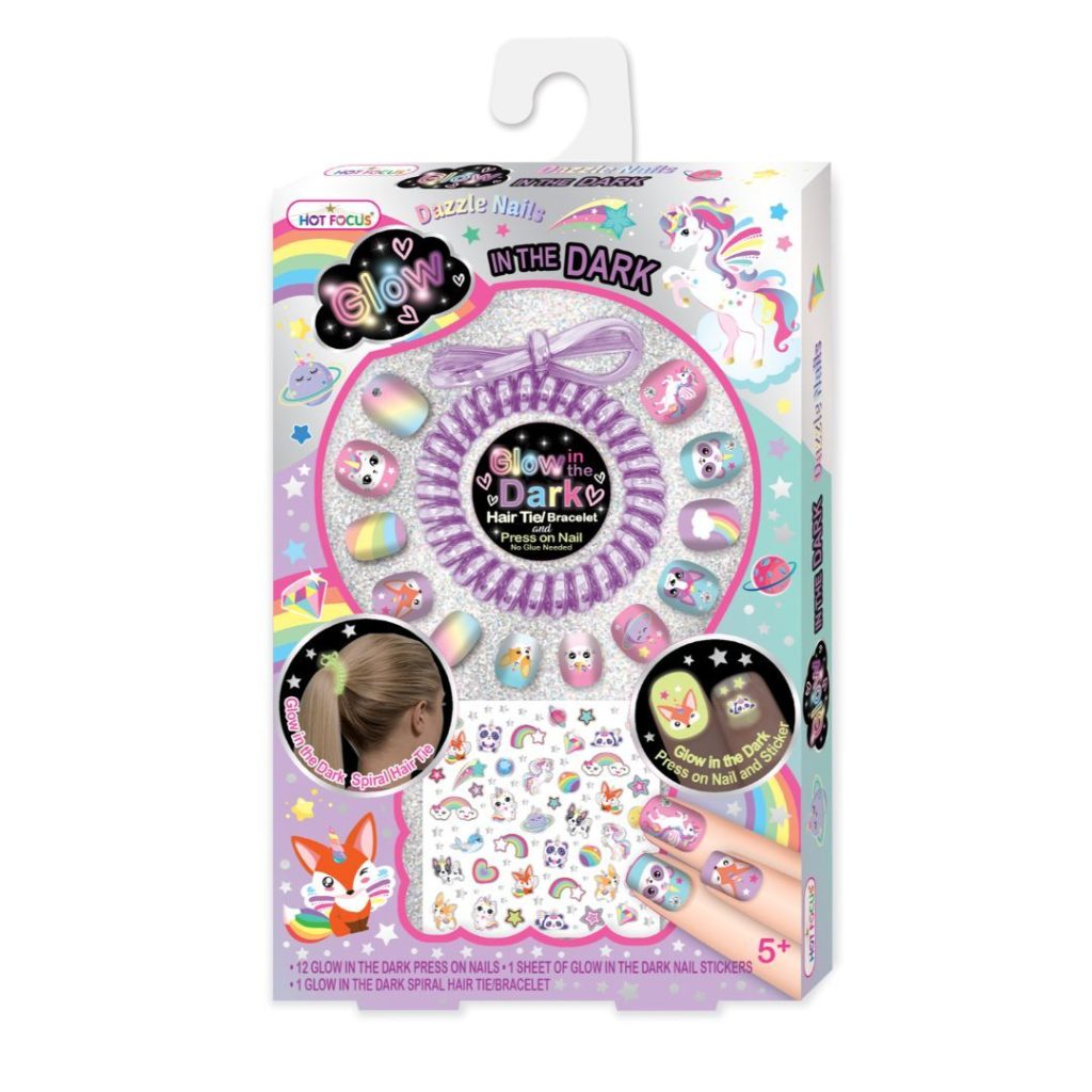 Hot focus dazzle nails glow in the dark