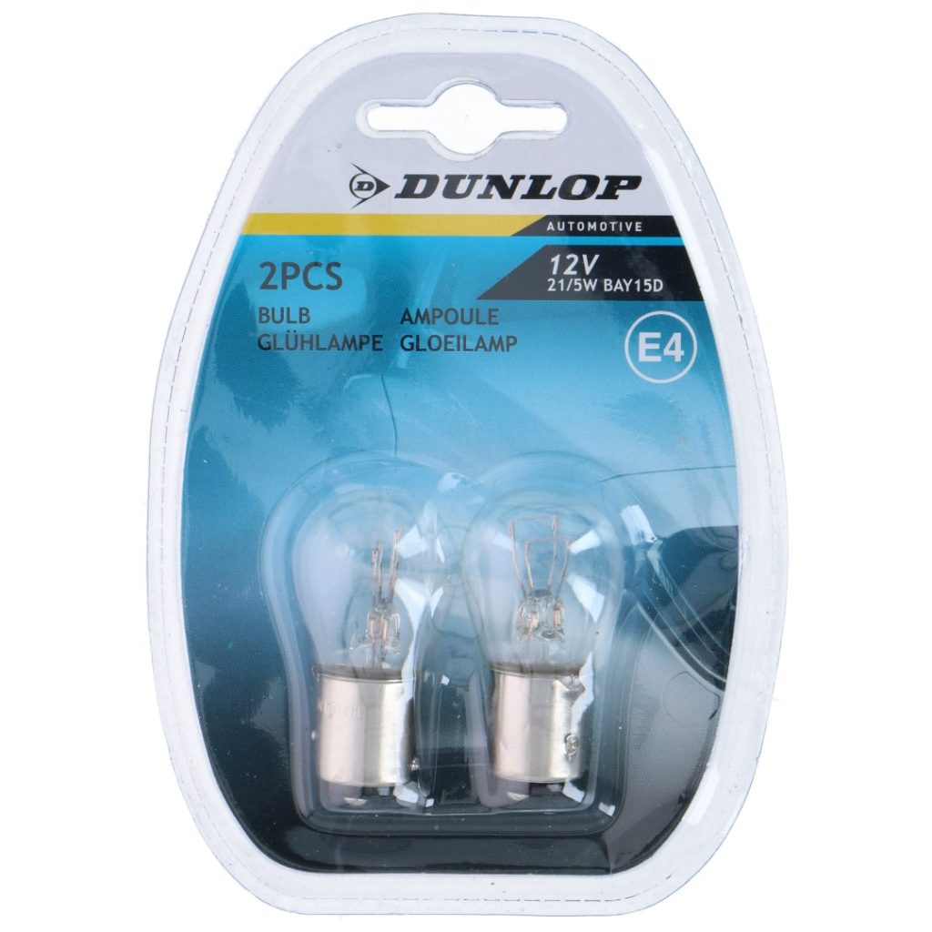 Dunlop bilpære 12v 21/5w bay15d e4
