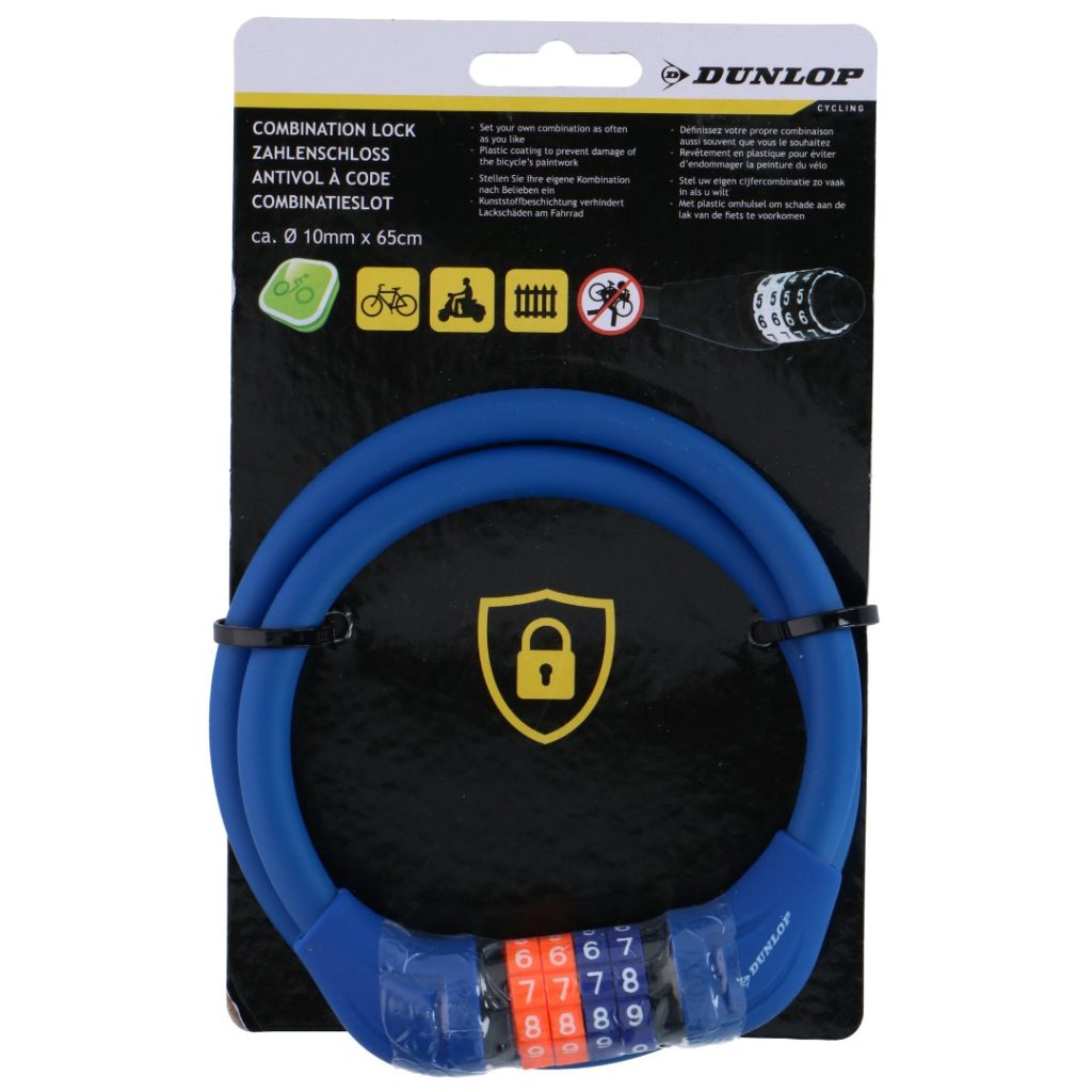 Dunlop sykkellås kode 10x65cm