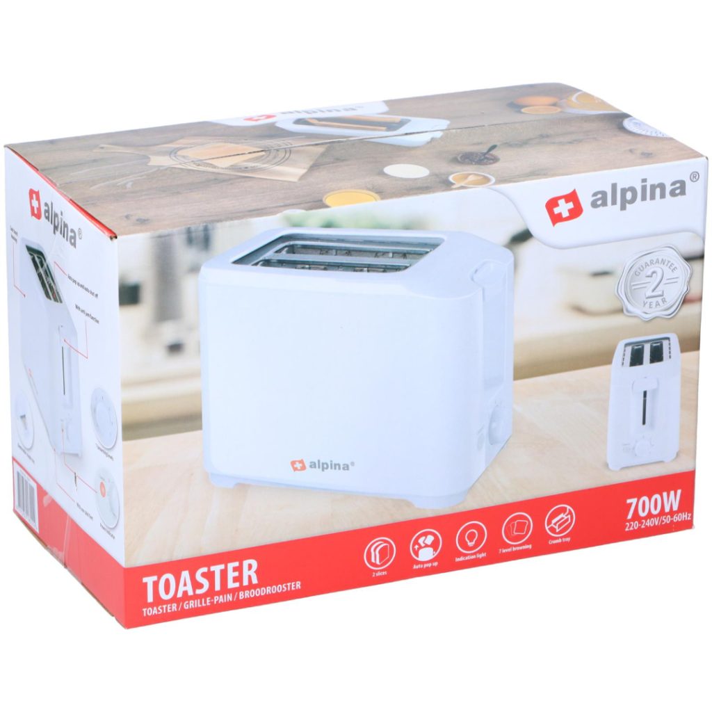 Alpina brødrister 700w hvit