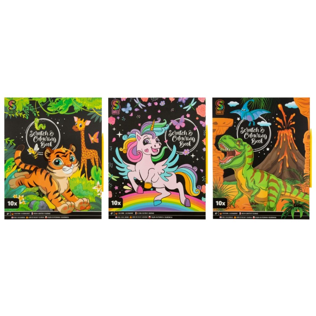 Scratch og fargebok 10 ark -