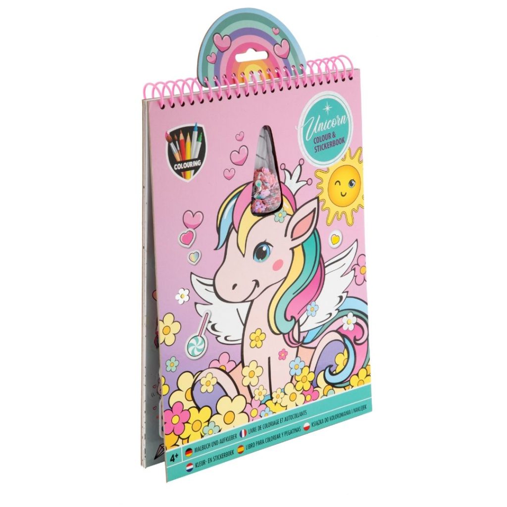 Unicorn farge- og stickerbok