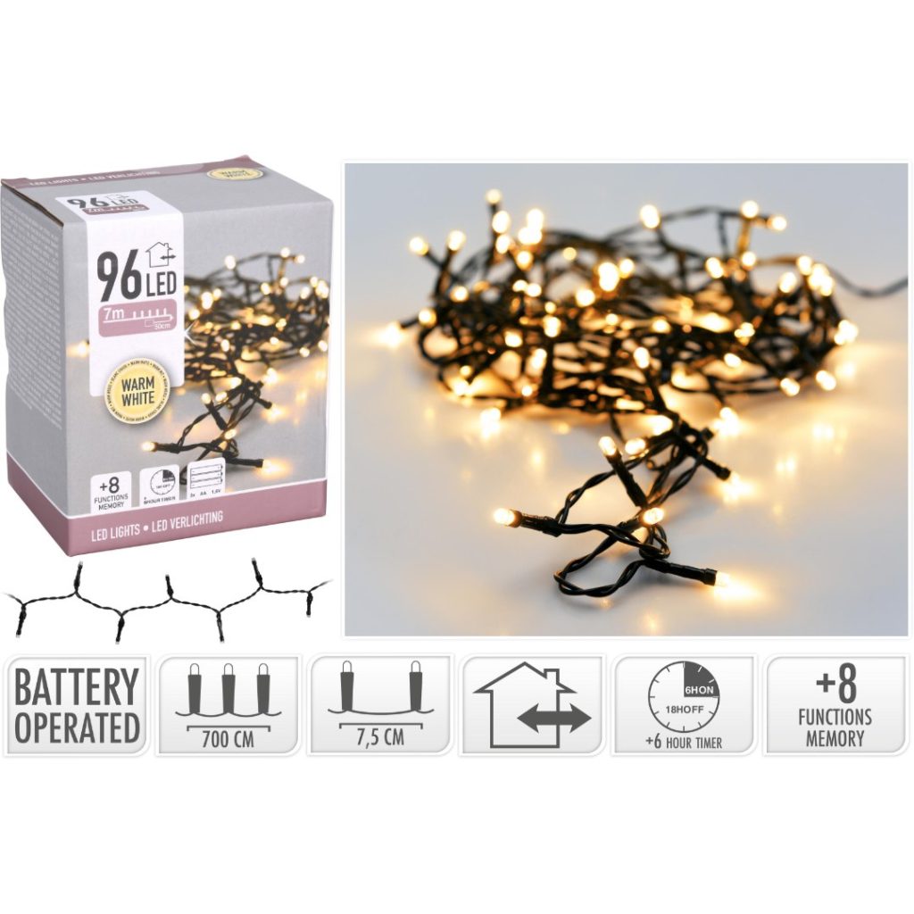 Lyslenke 96 batteri varm hvit