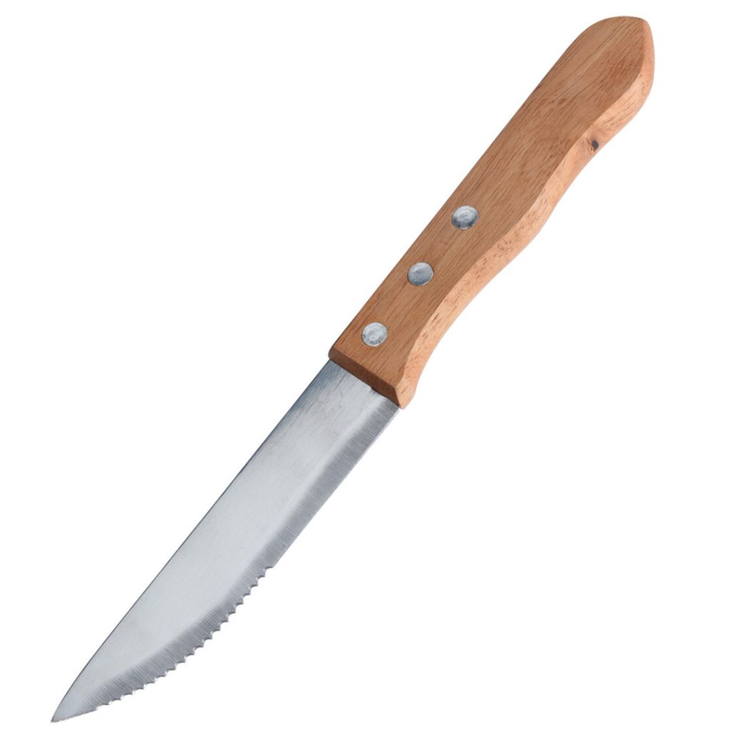 Biffkniv sett 4pk rustfritt stål trehånd
