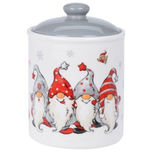 Gnom design krukke med lokk 10x10x14cm