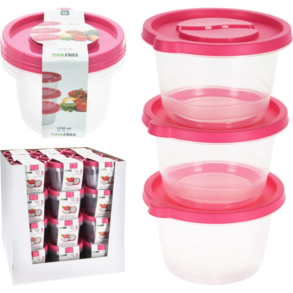 Oppbevaringsbokser 1230ml sett 3 stk