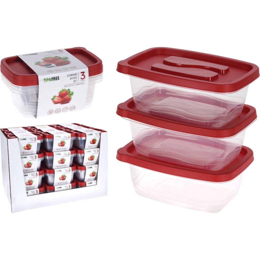 Oppbevaringsbokser 1130ml sett 3 stk