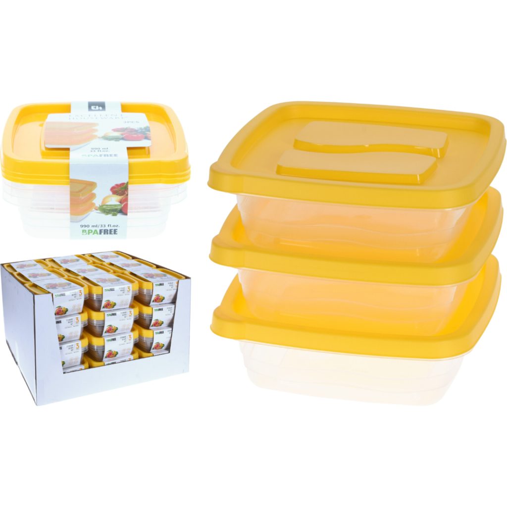 Oppbevaringsbokser 990ml sett 3 stk